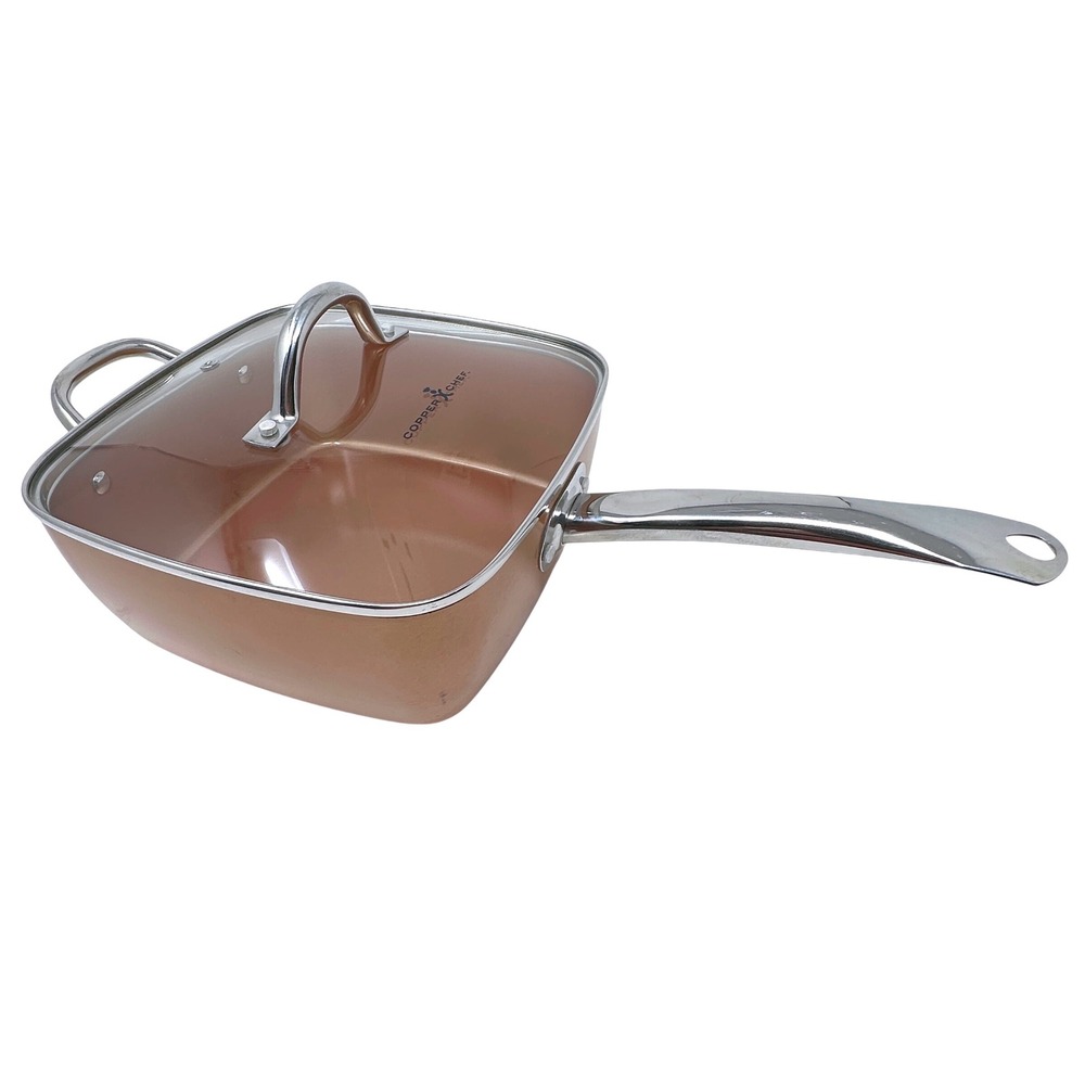 Copper Chef 9.5 Inch Deep Square Pan with Glass Lid Non-Stick Induction Ready